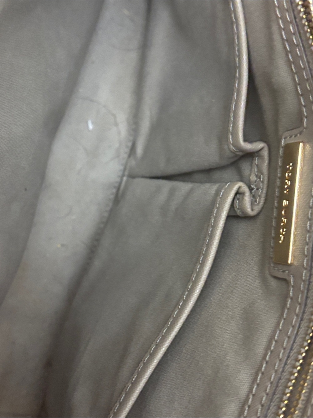 Tory Burch Taupe Saffiano Tote with Gold Logo Charm - Picture 10 of 16